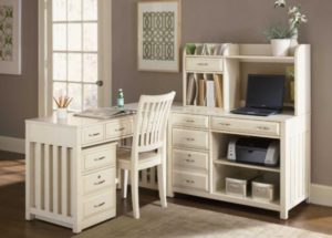 Белый глянцевый письменный стол с надстройкой