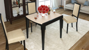 Раздвижной бело-черный стол