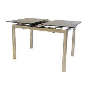 Раздвижной стол из чёрного стекла