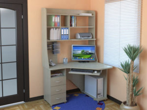 Серый компьютерный стол