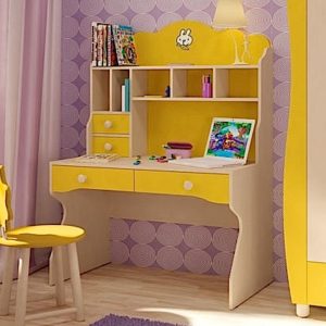 Желтый письменный стол с надстройкой