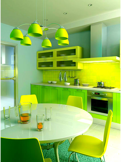 Кухни Стены Зеленом Цвете Фото