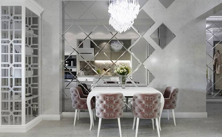 Как использовать зеркальное панно в интерьере